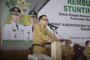 Bupati Way Kanan Hadiri Acara Rembuk Stunting Kegiatan Konvergensi Penurunan Stunting Tingkat Kabupaten Way Kanan Tahun 2021
