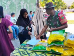 Koramil 410-04/TKT Gelar Gerakan Pangan Murah Salurkan Beras SPHP Guna Meringankan beban warga